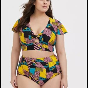 Chic Black and Yellow Bikini with Wrap Top